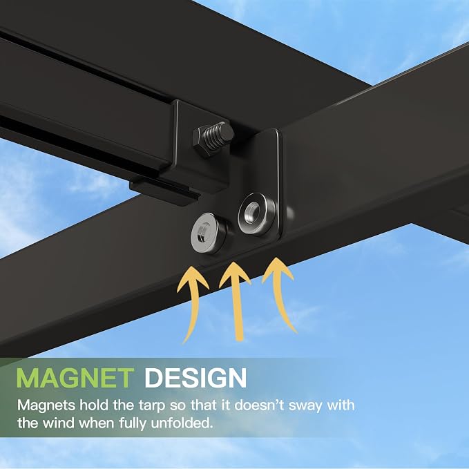 Aoxun 10'x12' Outdoor Retractable Pergola, Patio Pergola - Image 6