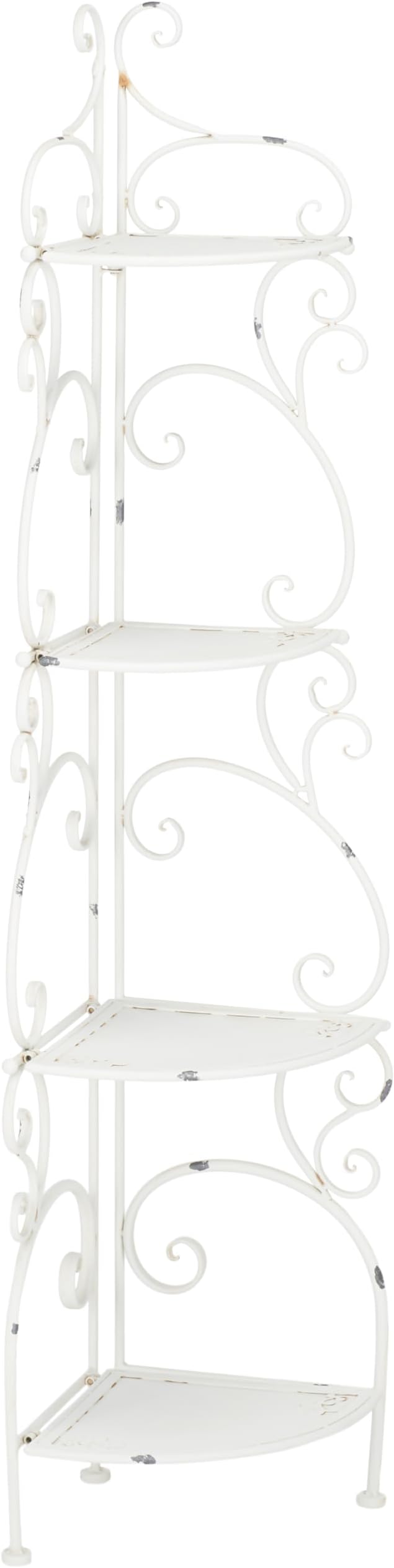 SAFAVIEH Outdoor Collection Turuca Antique White Wrought Iron 4-Tier Corner by Unknown