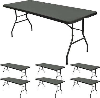 6 Pack Stretch Fabric Table Top Cap Cover, fits 6' Tables, Spandex Table Covers Washable Elastic Universal Rectangle Tablecloth Protector for Indoor Outdoor Party Picnic Wedding, Gray, 30" W x 72" L