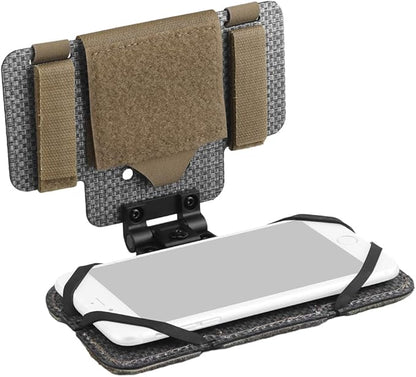 Let Me Be Airsoft Plate Carrier Molle Phone Carrier Outdoor Lightweight Navigation Board，Wide Angle Foldable Phone Holder Chest Rig Hovering Mount Tactical Vest Accessory (Coyote Brown)