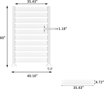 MUPATER 5ft × 3.3ft Wooden Privacy Screen,Easy No-Dig Installation,Two Setup Methods,Aluminum Post,Outdoor Use on Hard Surfaces&Soil,Ideal for Hiding Trash Cans,Air Conditioner Fencing,White(1 Panel)
