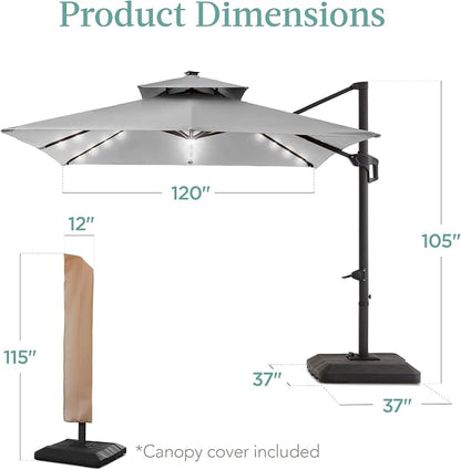 Best Choice Products 10x10ft Cantilever Patio Umbrella w/Base Included - Image 7