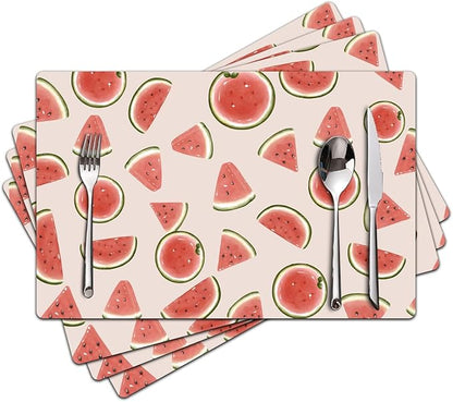 Placemats Set of 4 - Faux Leather Heat Resistant Placemats for Dinner Table, Non-Slip Waterproof Oil-Proof Washable Reusable Placemat for Indoor Outdoor Kitchen Decor, 15.75In*11.81In