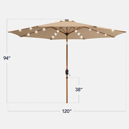 Best Choice Products 10ft Solar Market Patio Umbrella w/Woodgrain Pattern Pole - Image 2