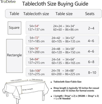 TruDelve Heavy Duty Vinyl Table Cloth Plastic Tablecloths for Kitchen Dining Tables Wipeable PVC Waterproof Tablecloth for Rectangle Table (54'' x 72', White Plaid)