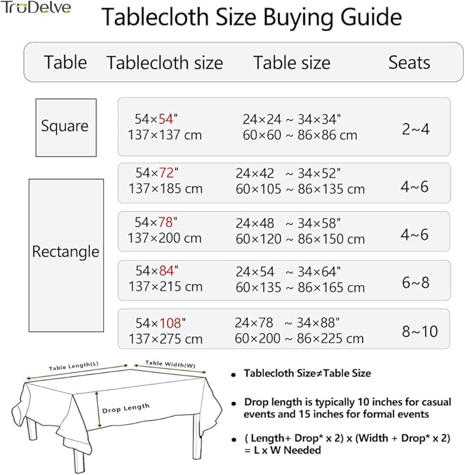 TruDelve Heavy Duty Vinyl Table Cloth Plastic Tablecloths for Kitchen Dining Tables Wipeable PVC Waterproof Tablecloth for Square Table (54'' x 54'', White Plaid)