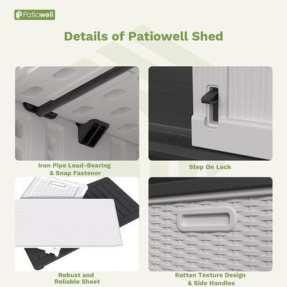 Patiowell 26 Cu.ft Plastic Outdoor Storage Cabinet, Lockable Waterproof - Image 9