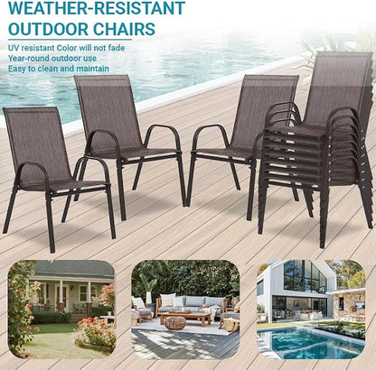 Patio Chairs Set of 6, Breathable Textilene, Weatherproof Frame, Quick Setup - Image 5