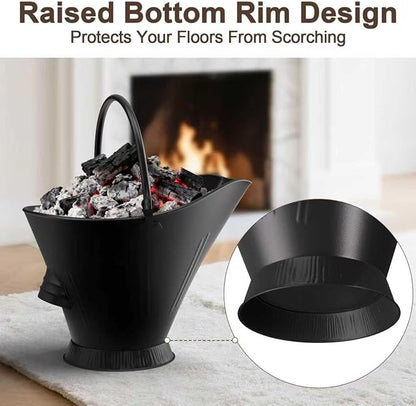 AMAGABELI GARDEN & HOME XXL 5-Gallon Ash Bucket for Fireplace Metal Coal Bucket Wood Stove Charcoal Bucket Hot Ashes Can Pail Fireside for Fire Pit Firewood Burning Indoor Outdoor Grill Hearth Tools