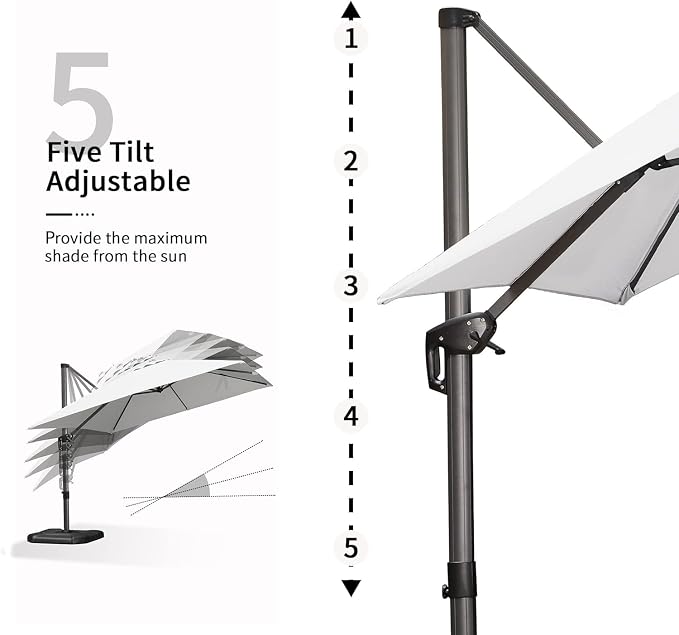 PURPLE LEAF Patio Umbrella 9' x 11.5' All-Day Shade Control White | More Space - Image 6