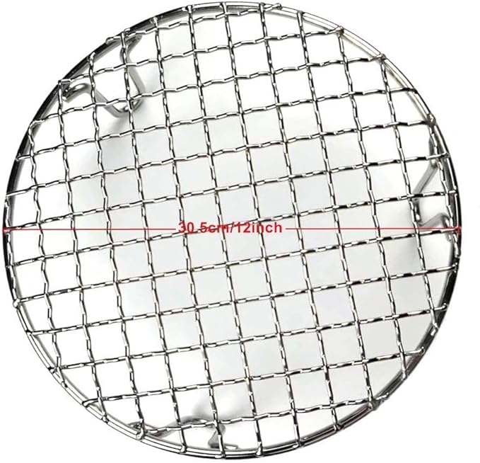 Stainless Steel BBQ Grill Grid with Legs, Round Grid Cooking Net, Even Heating for Outdoor Camping and Home Barbecue(30.5cm)