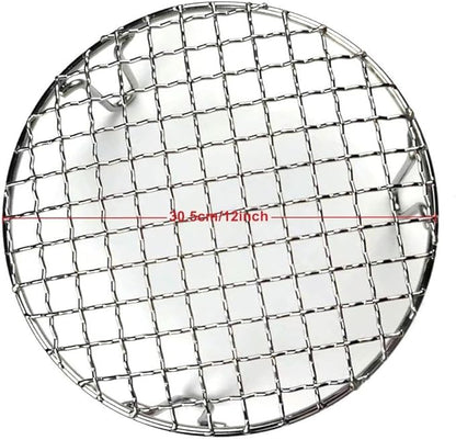 Stainless Steel BBQ Grill Grid with Legs, Round Grid Cooking Net, Even Heating for Outdoor Camping and Home Barbecue(30.5cm)