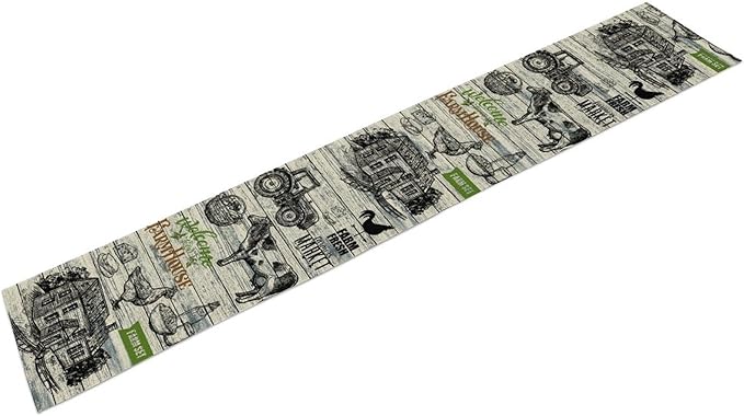 Farmhouse Cow Table Runner, Retro Rustic Country Barn Cottage Rooster Cow Animal Plank Coffee Table Center Decor for Home Kitchen Dining Patio Holiday Party Indoor Outdoor Table Decorations 13"x72"