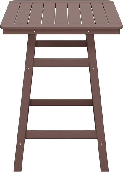 Costaelm Outdoor Bar Table, 37" Counter Height Square Patio Cocktail Bar Table with Umbrella Hole, Patio Bistro Dining Pub Table for Front Porch Deck Backyard Garden, Dark Brown