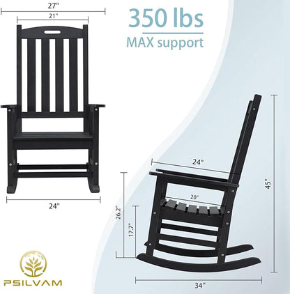 Oversized Outdoor Rocking Chair, HDPE Porch Rocker | High Back Rocking Chairs - Image 3