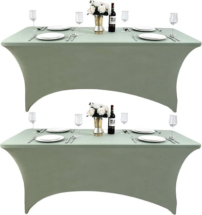 121 2-Pack 6ft Spandex Table Covers for Rectangle Standard Folding Tables - Wrinkle Resistant Stretch Tablecloths - Ultimate Fitted Table Protector for Parties, Banquet, and Wedding