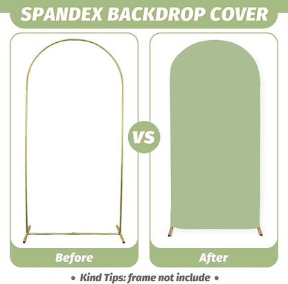 MODFUNS Set of 3 Arch Cover Sage Green Spandex Arch Cover Fitted Wedding Arch Covers 4ft 5ft 6ft Balloon Arch Stand Cover Double Sided Rustic Stretchy Cover for Party Wedding Banquet Arch Decor