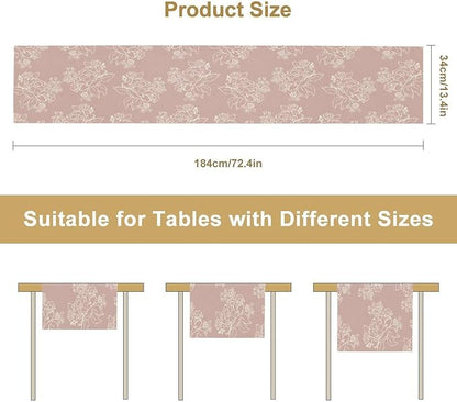 Pink Farmhouse Flower Table Runner,Vintage Boho Floral Table Runner for Kitchen Dining Table Holiday Home Party Decor 13x90in