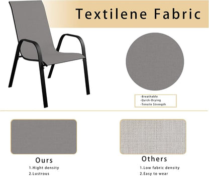 Stackable Patio Chairs Set of 1/2/4, Heavy Duty Metal Frame & Teslin Fabric - Image 4