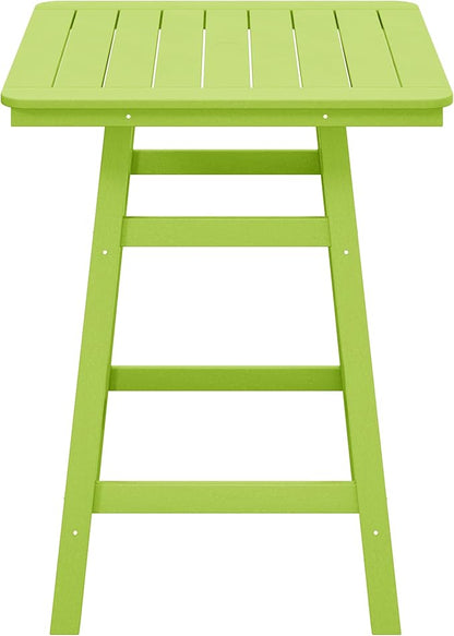 Costaelm Outdoor Bar Table, 37" Counter Height Square Patio Cocktail Bar Table with Umbrella Hole, Patio Bistro Dining Pub Table for Front Porch Deck Backyard Garden, Lime