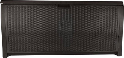 Suncast 99 Gallon Deck Garden Garage Home Wicker Resin Pool Box - Image 7
