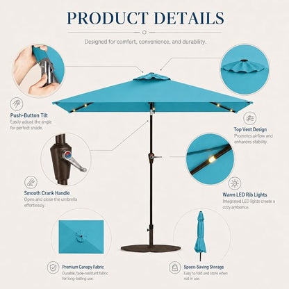 6.5 x 10ft Rectangular Patio Umbrella - Image 7