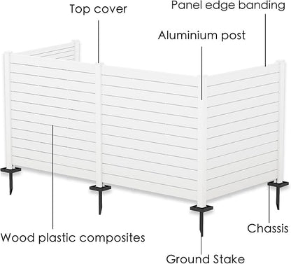 Kozyard 50" W x 48" H Outdoor Privacy Screens Aluminum Post, Air Conditioner Fence Panels, Pool Equipment Enclosure, Trash Can Screens Fence Kit for Outside Backyard Patio (White/4Panels)