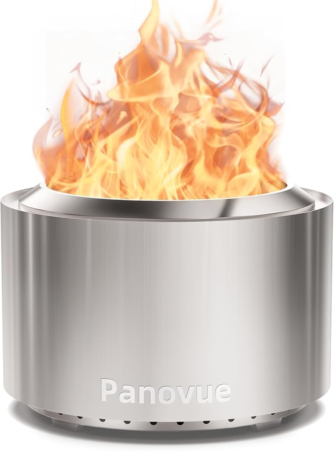 22 Inch Smokeless Fire Pit, Stainless Steel Wood Burning Outdoor Firepit for Outside Patio, Backyard, Camping and Outdoor Gatherings,Outdoor Fire Place with Removable Ash Pan
