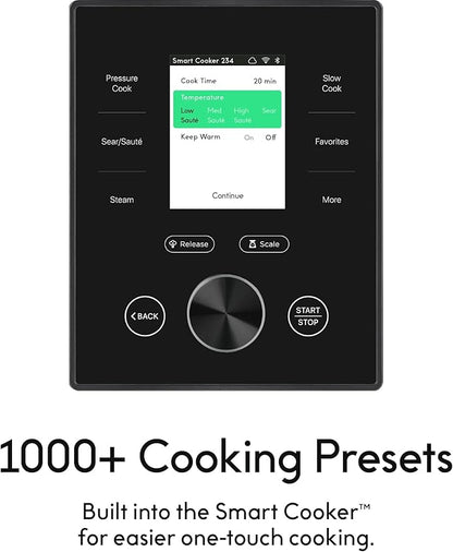 CHEF iQ Smart Pressure Cooker with WiFi and Built-in Scale - Easy-to-Use 10-in-1 Multicooker with 500+ Guided Recipes - Rice Cooker, Slow Cooker, Instant Meals for Foodies - 6 Quart - Family Size