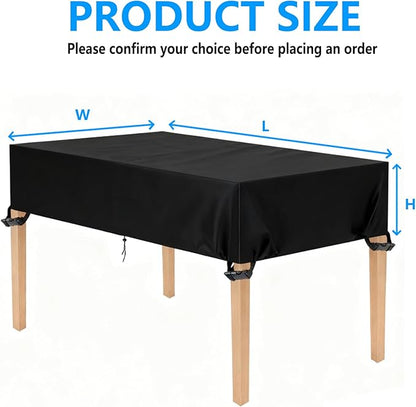 Outdoor Table Cover 60"L x 32"W x 8"H, 420D Waterproof Outdoor Cover for Patio Furniture Dinning Table Picnic Coffee Tables Chairs and Sofas, Black