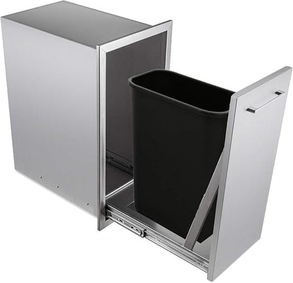 TIANAI 14" Single Pull-Out Trash Drawer Stainless Steel Outdoor Kitchen Trash Drawer Storage for One 10 Gallon Commercial Wastebasket