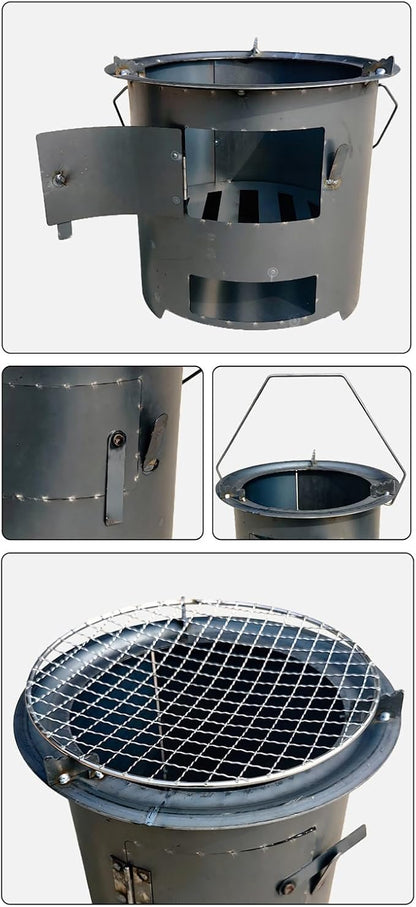 Rocket Stove Camping – Outdoor Wood Burner | Portable Outdoor Cookware With Grill And Tongs, Ideal For Survival, Backpacking, Hiking, RV Travel, Preparedness, Bonfires, Patio, Cooking Advent
