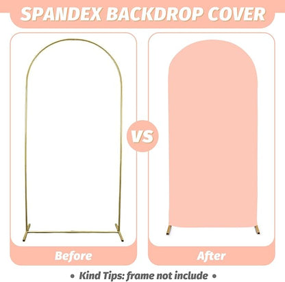 MODFUNS Wedding Arch Cover Set of 3 Dusty Rose Spandex Arches Cover 5ft 6ft 7ft Round Top Arch Backdrop Covers 2-Sided Arch Stand Covers Stretchy Arched Wall Backdrop for Happy Birthday Party Decor