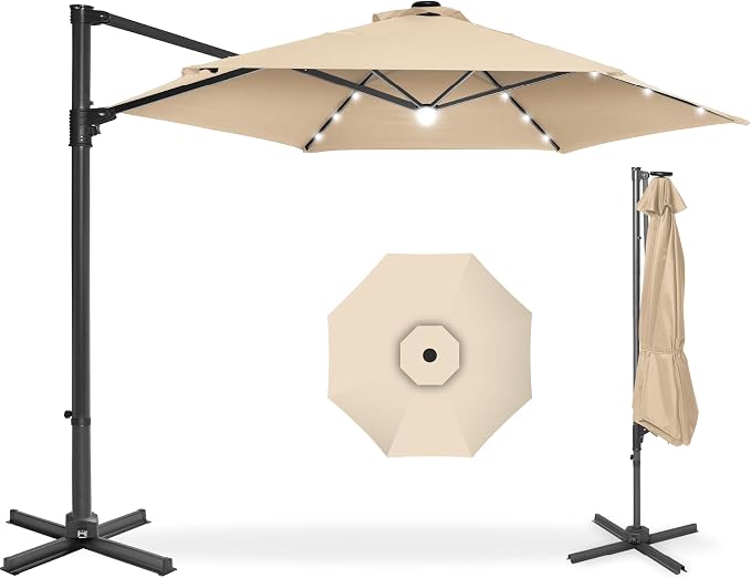 Best Choice Products 10ft Solar LED Offset Cantilever Hanging Market Patio by Unknown