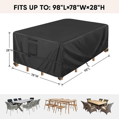 BALEINE Patio Furniture Covers, Outdoor Furniture Covers Waterproof, Heavy Duty Oxford Patio Table Cover for Outdoor Table, Chair, Sofa, Desk (Black 98"L×78"W×28"H)