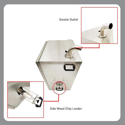 Electric BBQ Meat Smoker Commercial Vertical Digital Side Wood Chip Loader Grill Sausage Smoke Oven 5 Detachable Racks 110V 95-248℉