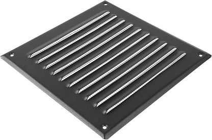 Square Ventilation Grille / 6" x 6" Inch Inside Measurement/Black Metal Air Vent Louver - Inside/Outside use - / 7.7" x 7.7" Inch Outer Measurement