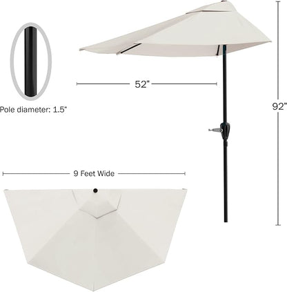 Pure Garden Half Umbrella Outdoor Patio Shade - Image 2