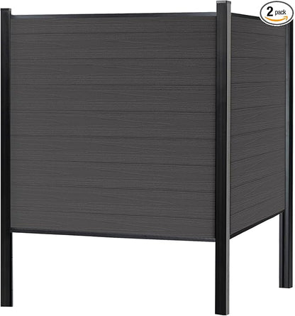 Mondaria Fence Privacy Screen with 8ft In-ground Posts, 6ft(H) x12ft(W) Wood Plastic Composite Fence Panels Weather-Resistant Outdoor Fence for Backyard/Garden (Silver Gray, 3 Posts)