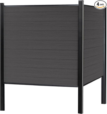 Mondaria Fence Privacy Screen with 8ft In-ground Posts, 6ft(H) x 24ft(W) Wood Plastic Composite Fence Panels Weather-Resistant Outdoor Fence for Backyard/Garden (Silver Gray, 5 Posts)