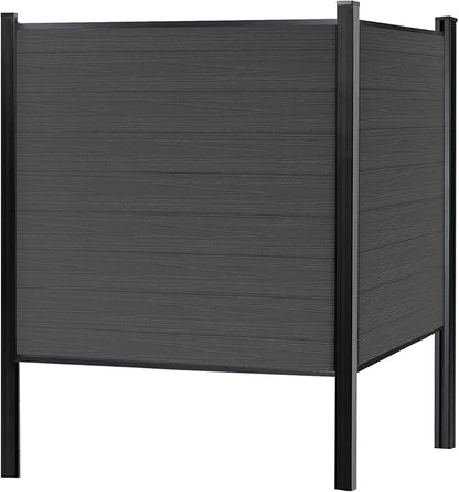 Mondaria Fence Privacy Screen with 8ft In-ground Posts, 6ft(H) x 6ft(W) Wood Plastic Composite Fence Panels Weather-Resistant Outdoor Fence for Backyard/Garden (Silver Gray, 2 Posts)
