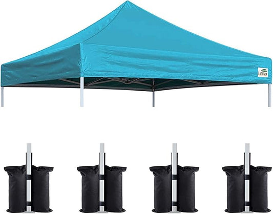 Eurmax USA New 10x10 Pop Up Canopy Replacement Canopy Tent Top Cover, Instant Canopy Top Cover ONLY, Choose 30 Colors,Bonus 4PC Pack Weight Bag (Turquoise)