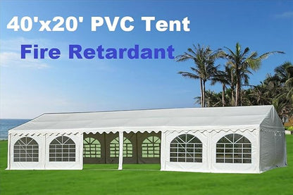 Delta 40'x20' Fire Retardant (FR) PVC Party Tent,Wedding Tent Canopy,Outdoor Event Shelter,Garden Gazebo,with Waterproof Top,Galvanized Steel Poles,Carry Bags