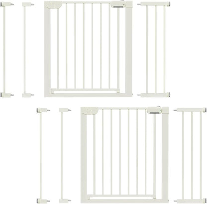 29.5-46" Baby Gate for Stairs, Baby Safety Essentials, Auto Close Gate for Doorways, Easy Install Pressure Mounted Dog Gate Indoor, Pet Gates for Dogs, White (2 Pack)