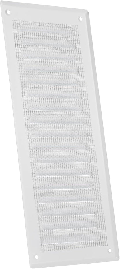 Vent Systems – 3.35 x 9.84 Inch (Inner) White Metal Rectangular Soffit Air Vent Grille Cover, Register Vent Deflector Louver Built-in Mesh HVAC For Bathroom Home Office Kitchen 4.92" x 11.61" (Outer)