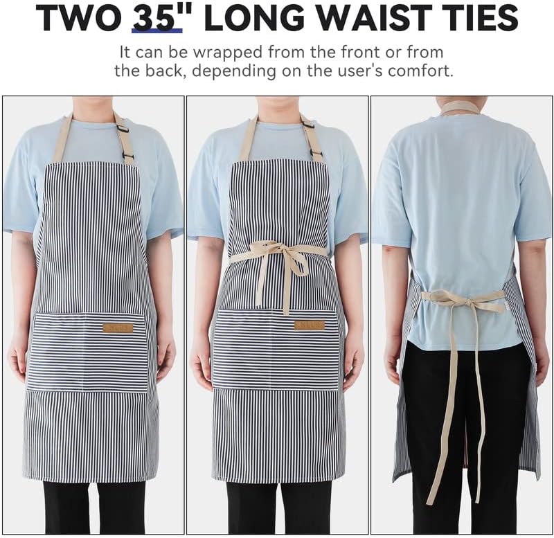 NLUS 2 Pack Kitchen Cooking Aprons, Adjustable Bib Soft Chef Apron - Image 5
