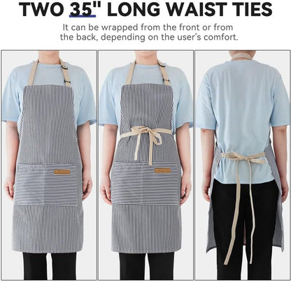 NLUS 2 Pack Kitchen Cooking Aprons, Adjustable Bib Soft Chef Apron - Image 5