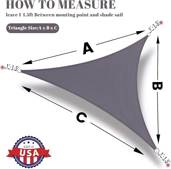 Custom Size 10'x18'x20.6' Dark Grey Sun Shade Sail Right Triangle UV Block - Image 2