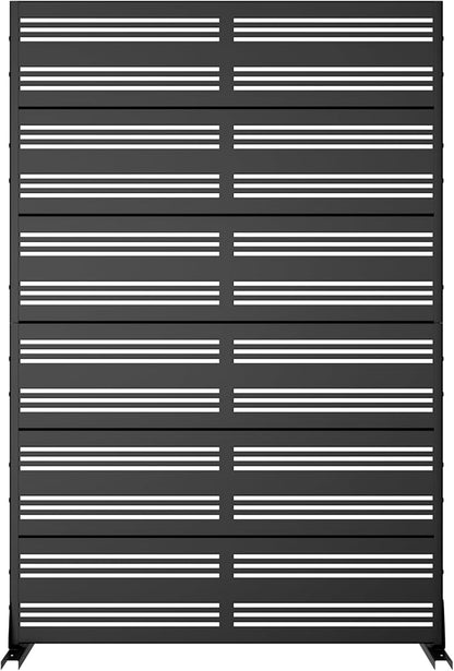 Casaphoria Metal Privacy Screen Outdoor, 72" H x 47" W Freestanding Decorative Privacy Screen for Patio Deck Balcony Garden with Stable Base, Black-Harold