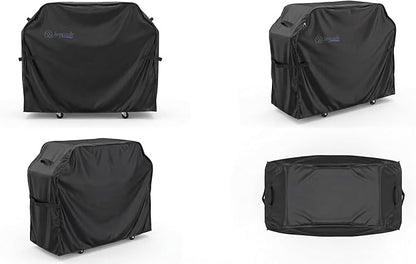 Grill Cover, Heavy Duty BBQ Grill Cover for Outdoor Grill, Waterproof, Anti-UV, Rip-Proof, Barbecue Cover with Adjustable Straps, Compatible for Weber, Charbroil, etc. Black (60'' x 28'' x 44'')
